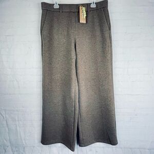 OGL Mid Rise Straight Leg Pull on Pants Womens Size XL Brown Wool Blend Wide Leg